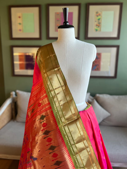 Bright Pink Paithani with Chandrakor Buttis and Classic Pallu
