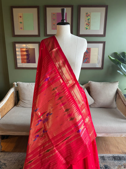 Red Paithani with Classic Pallu