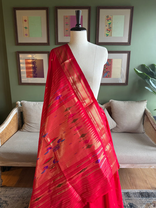 Red Paithani with Classic Pallu