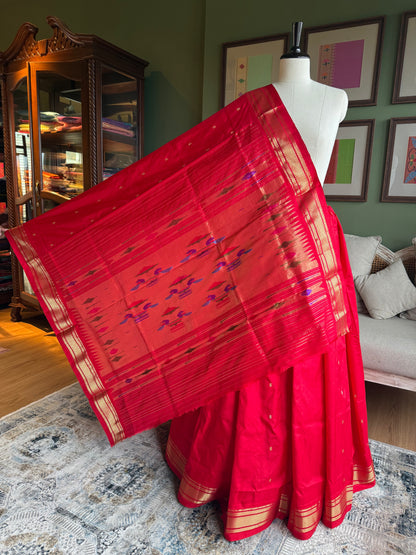 Red Paithani with Classic Pallu