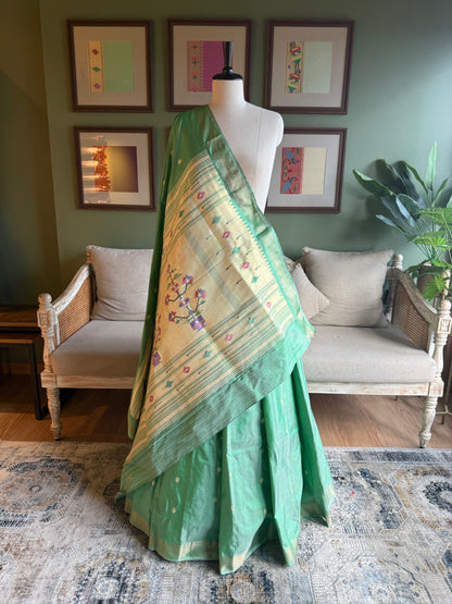 Mint Paithani with Asavali Pallu