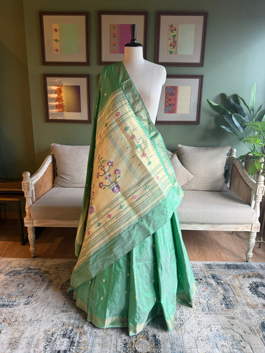Mint Paithani with Asavali Pallu