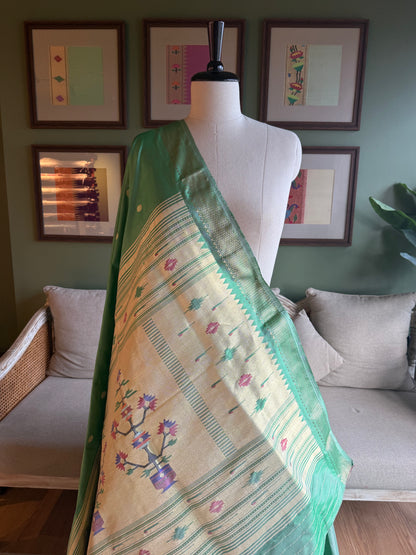 Mint Paithani with Asavali Pallu