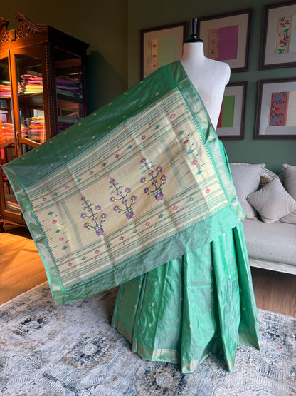 Mint Paithani with Asavali Pallu