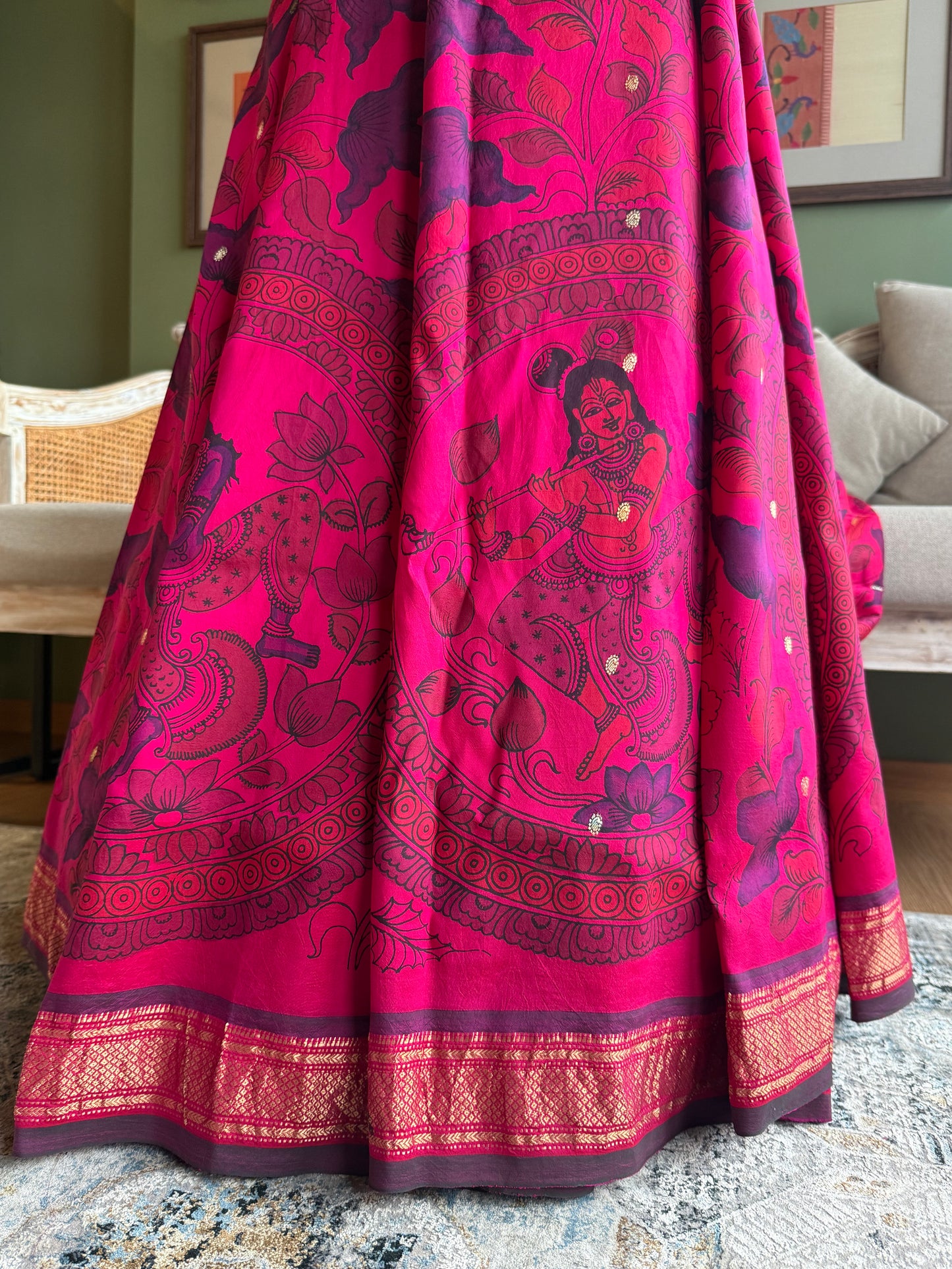 Pink Kalamkari x Paithani with Classic Peacock Pallu
