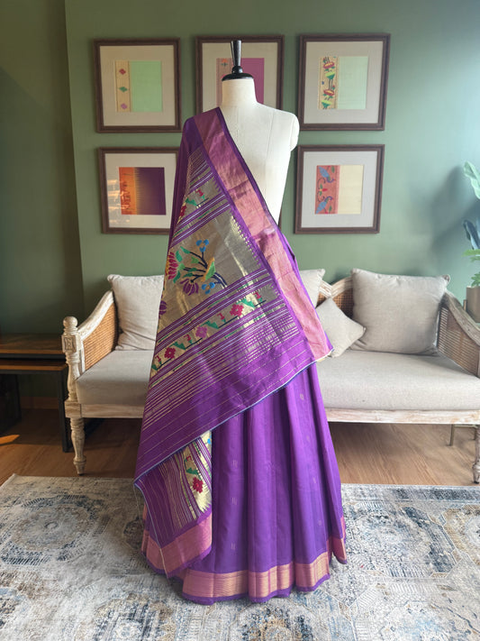 Purple Cotton Paithani with Lotus Pallu