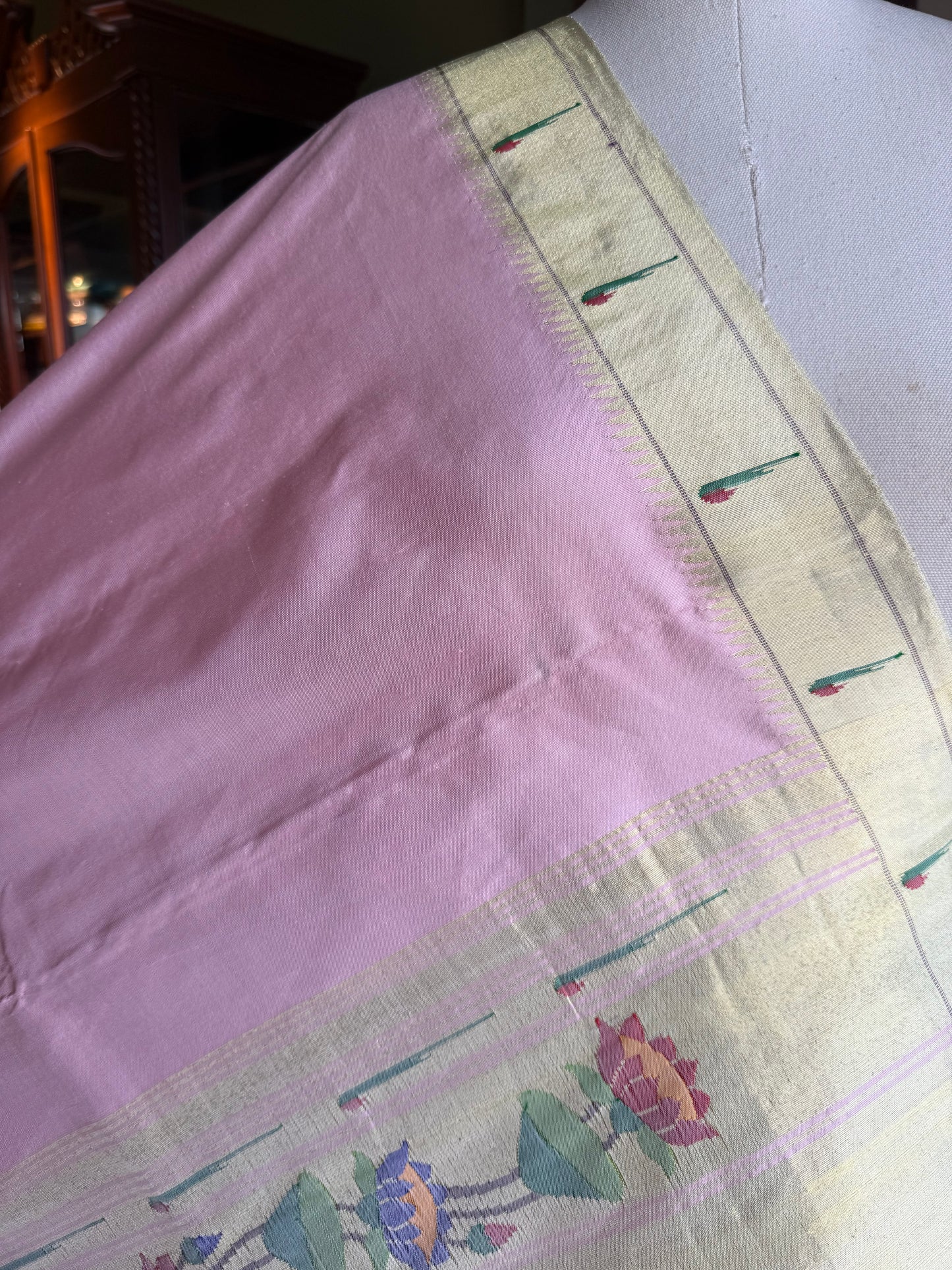 Baby Pink Paithani with Muniya Border & Lotus Pallu (WITH FLAW)