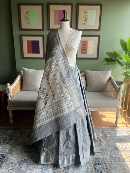 Grey Paithani with Asavali Pallu