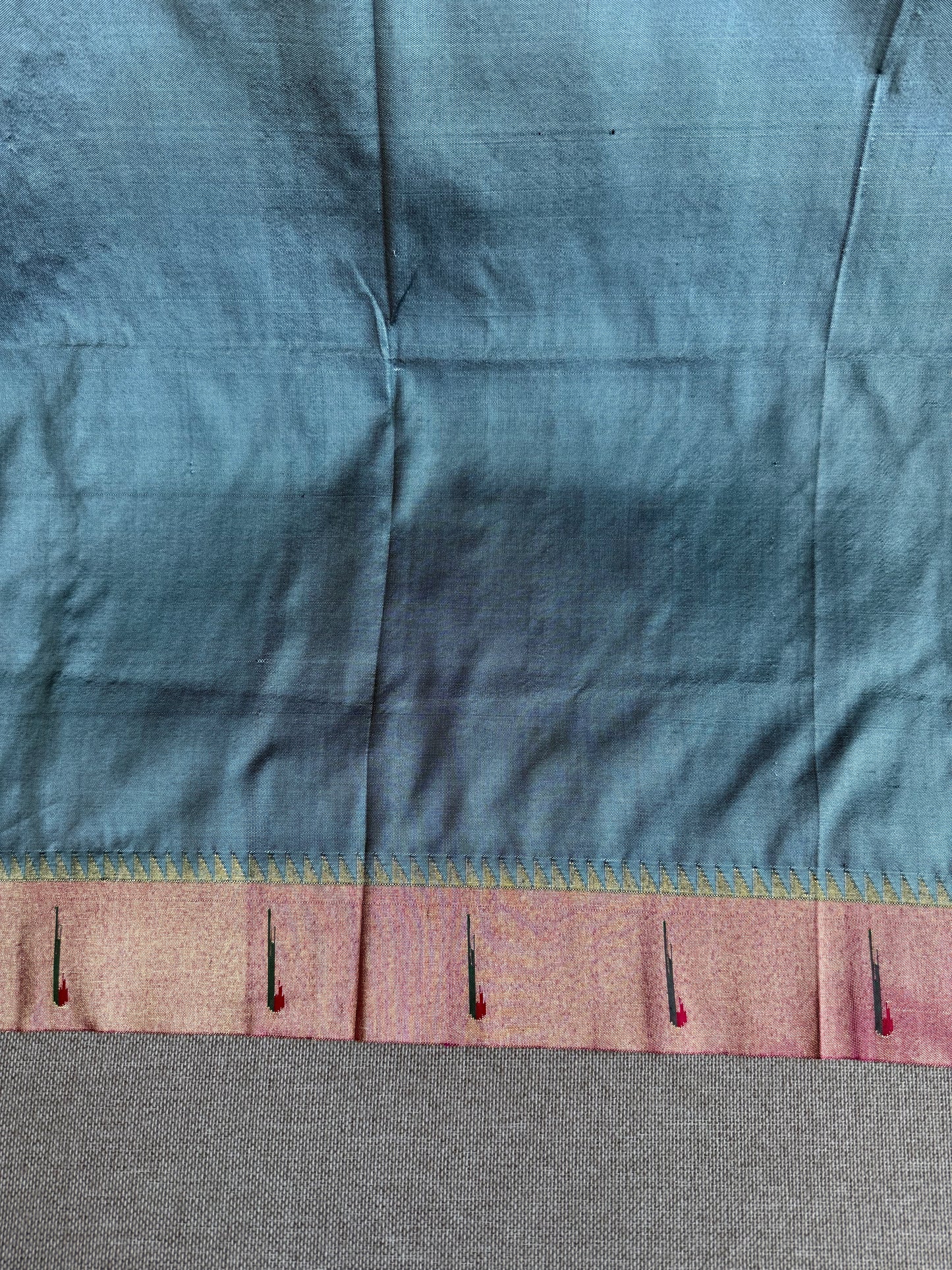 Grey with Pink Muniya Border Blouse Piece