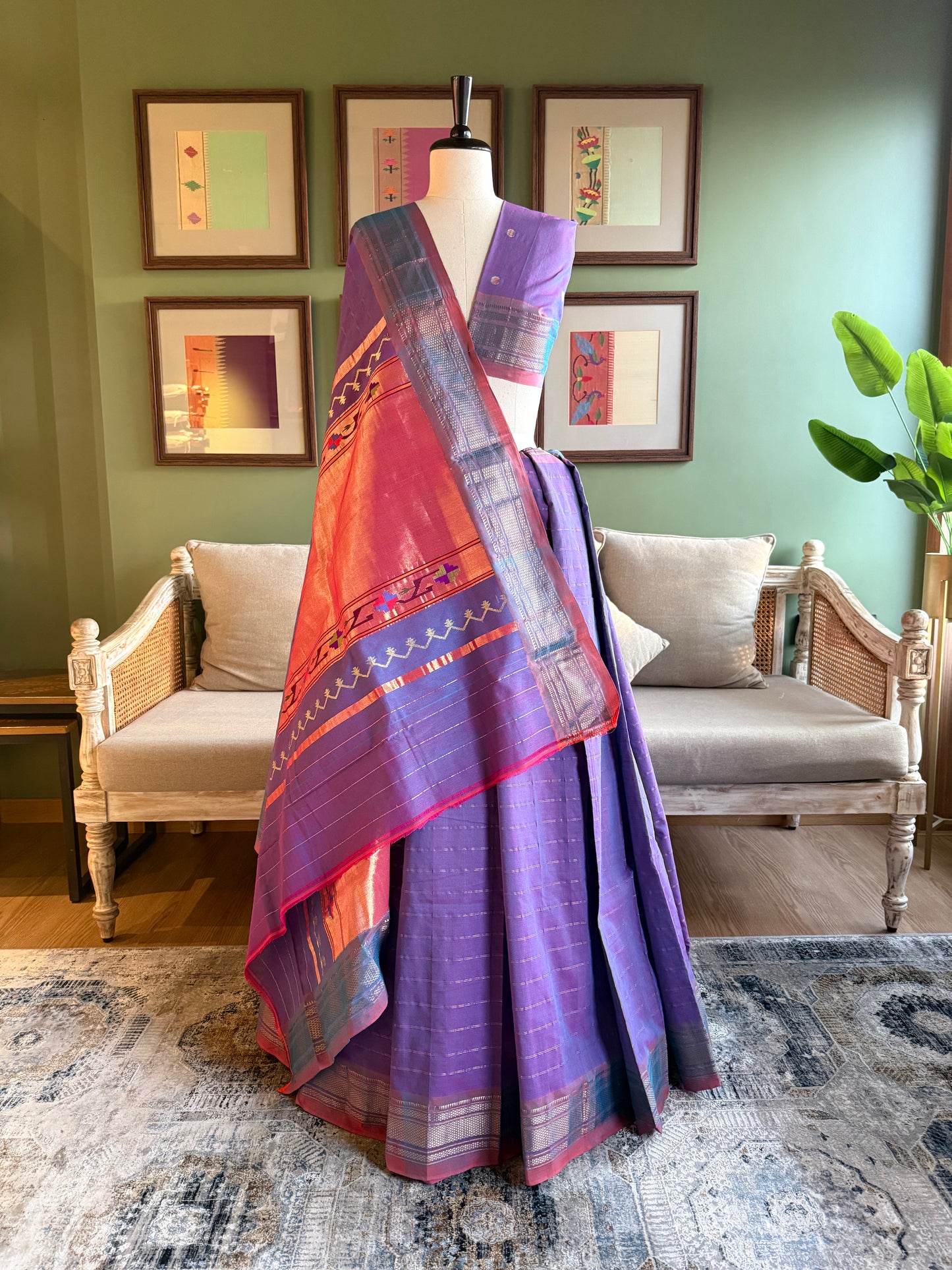 Purple Vintage Cotton Paithani with Tava Pallu