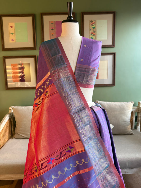 Purple Vintage Cotton Paithani with Tava Pallu