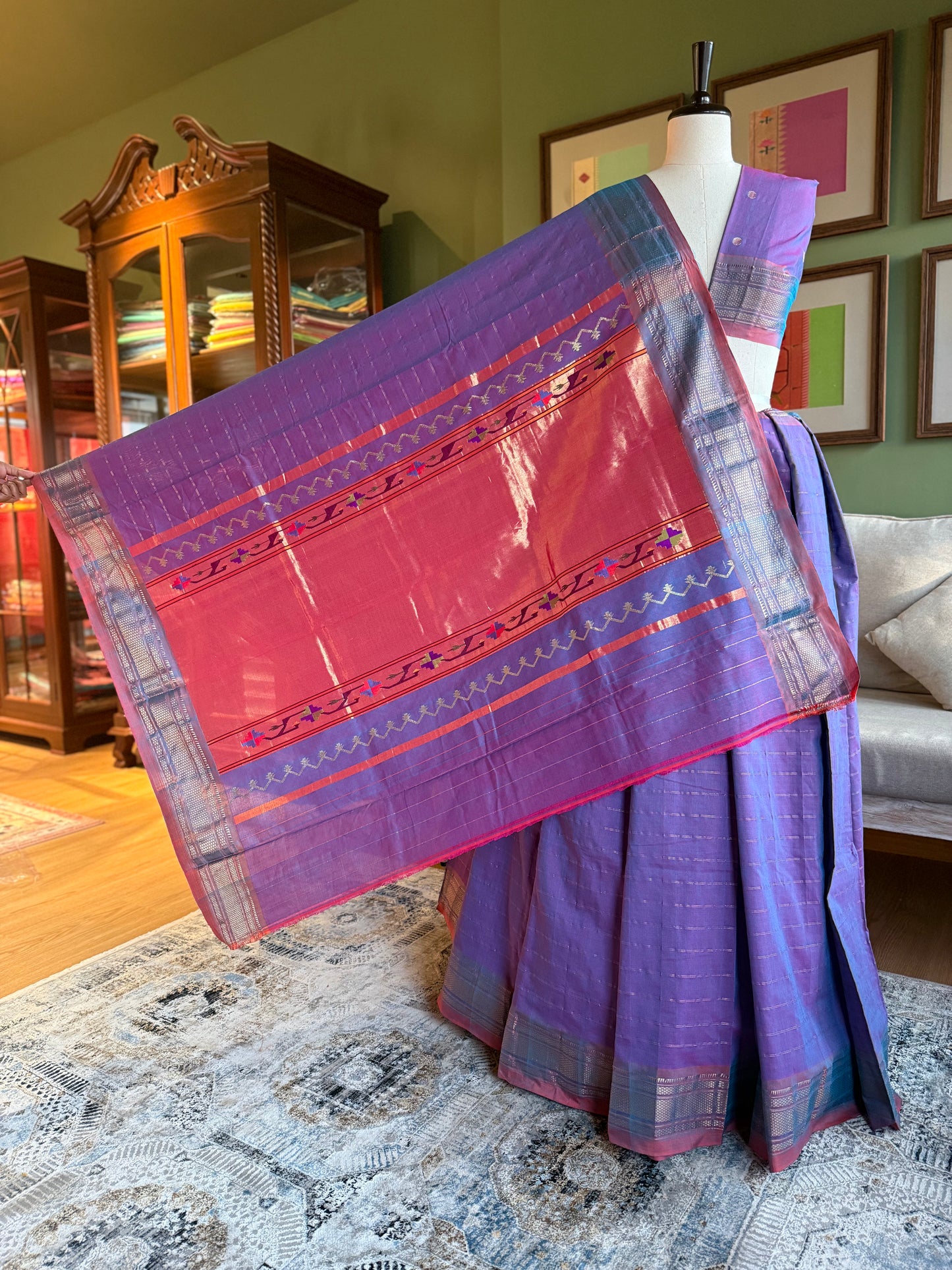 Purple Vintage Cotton Paithani with Tava Pallu