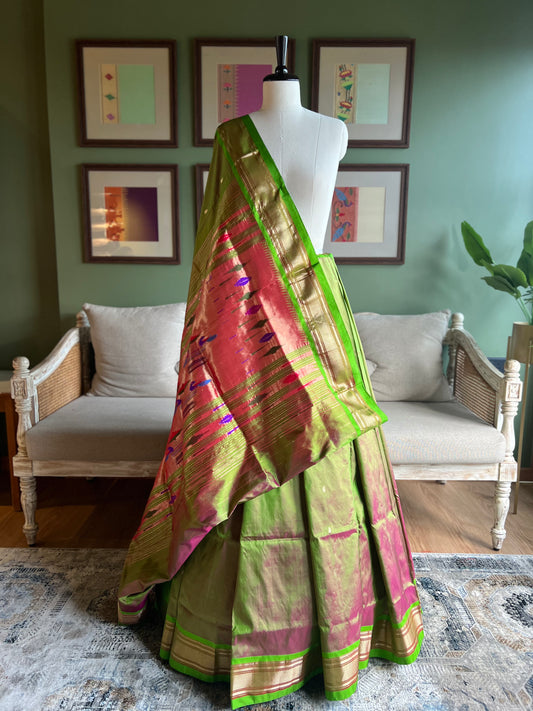 Green x Pink Paithani with Classic Pallu