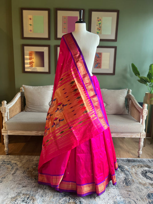Rani Pink Paithani with Contrast Border and Classic Pallu