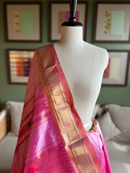 Light Pink Paithani with 'Asavali' Pallu