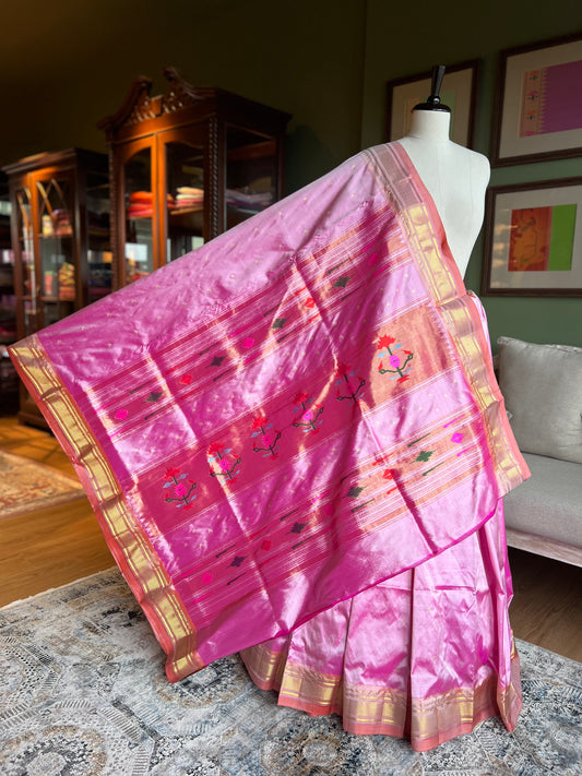 Light Pink Paithani with 'Asavali' Pallu