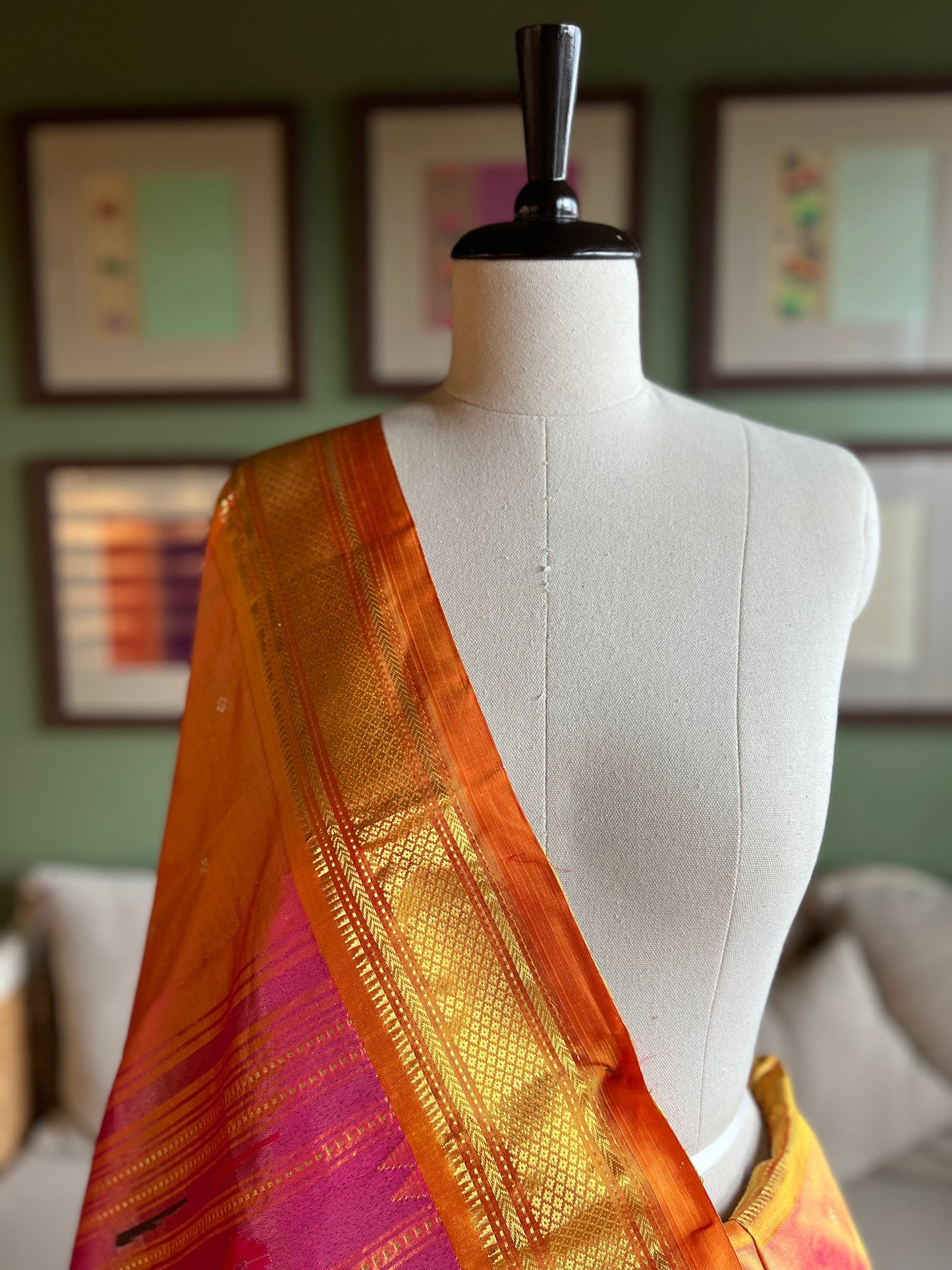 Pink x Orange Paithani with 'Asavali' Pallu