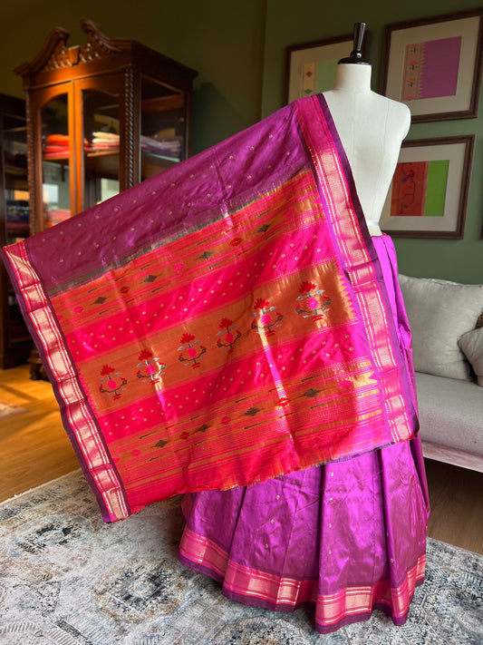 Purple x Pink Paithani with 'Asavali' Pallu