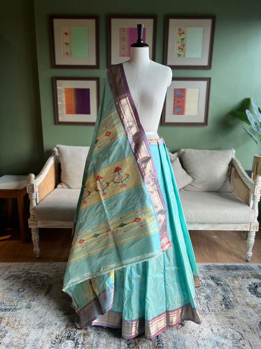Baby Blue Paithani with 'Asavali' Pallu