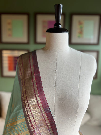 Baby Blue Paithani with 'Asavali' Pallu