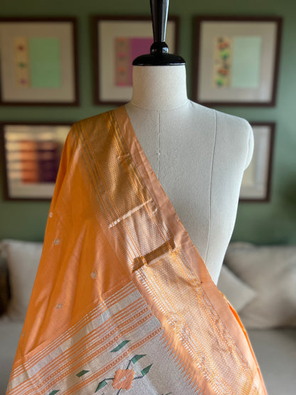 Orange/Peach Paithani with Tava Pallu