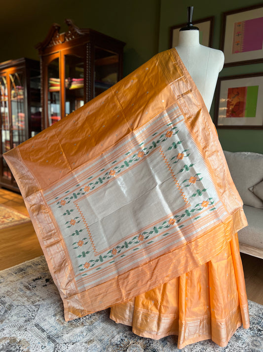 Orange/Peach Paithani with Tava Pallu
