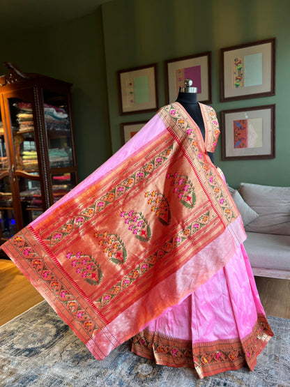 Baby Pink Paithani with Asavali Brocade Border