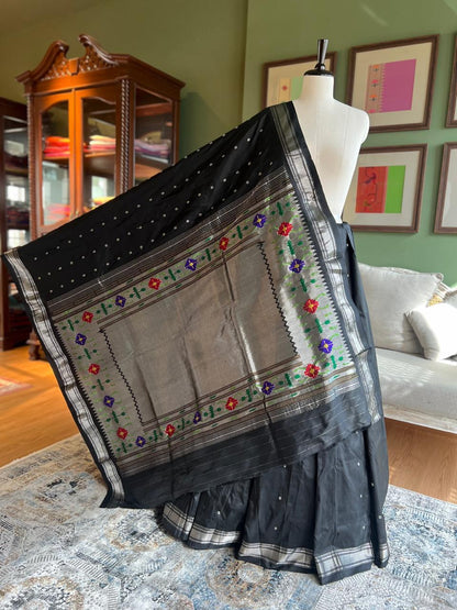 Black Paithani with Tava Pallu