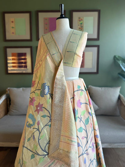 Peach All Over Cotton Paithani