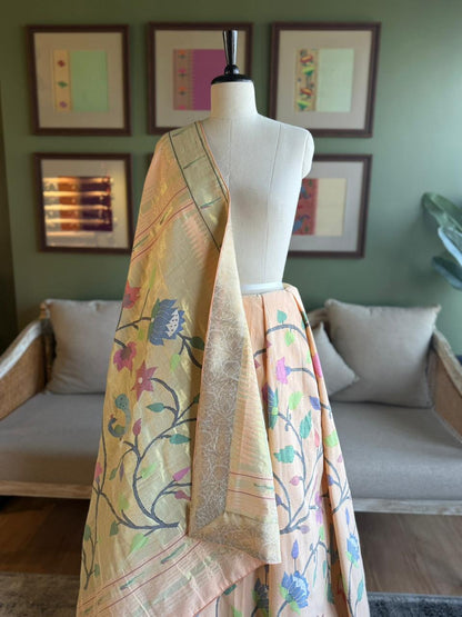 Peach All Over Cotton Paithani