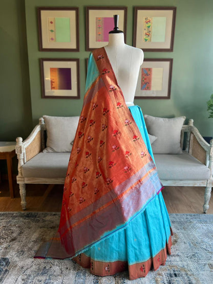 Light Blue Asavali Border Paithani