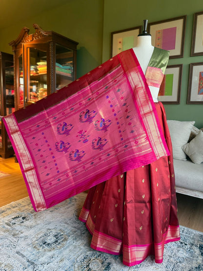 Maroon Paithani with Peacock Pallu