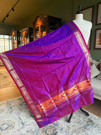 Purple Dupatta with Peacock Pallu