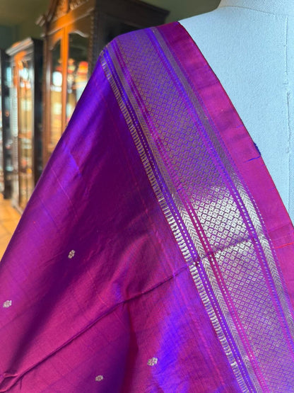Purple Dupatta with Peacock Pallu