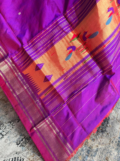 Purple Dupatta with Peacock Pallu