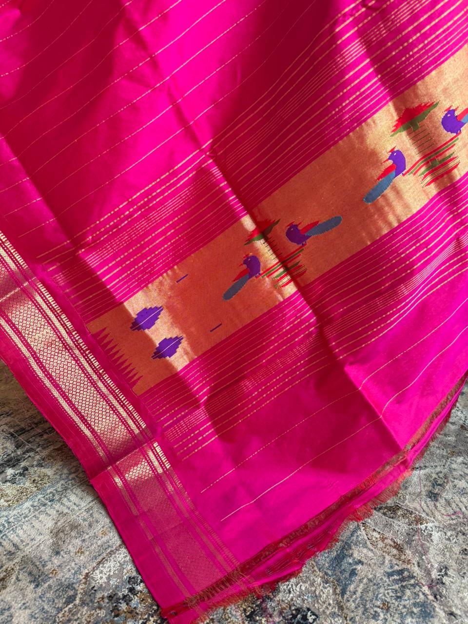 Rani Pink Dupatta with Peacock Pallu