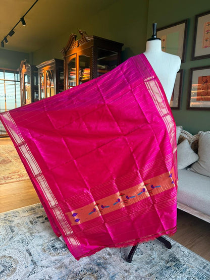 Rani Pink Dupatta with Peacock Pallu