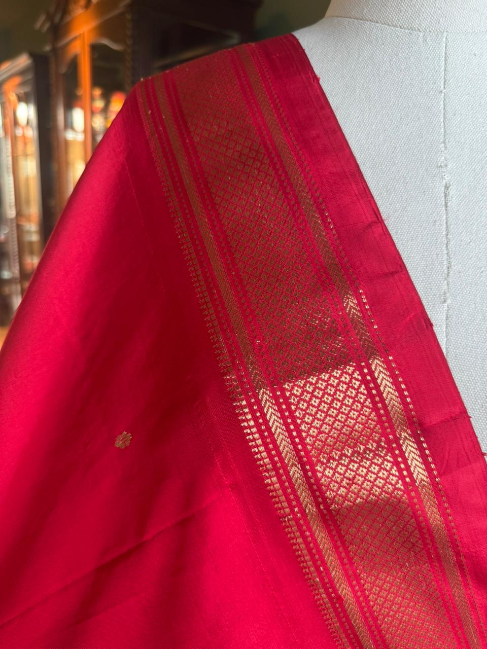 Red Dupatta with Peacock Pallu