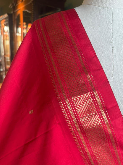 Red Dupatta with Peacock Pallu