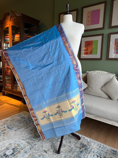 Light Blue Dupatta with Peacock Pallu